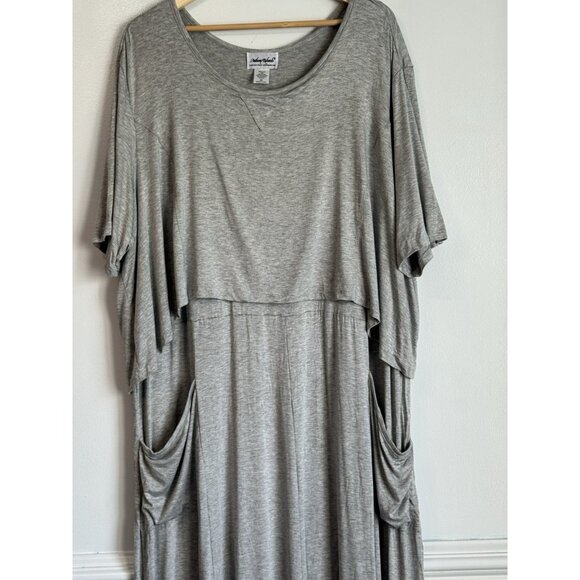 Anthony Richards Midi Layered Dress Sz 4X Gray Oversize Pocket Casual Minimalist - Picture 3 of 8